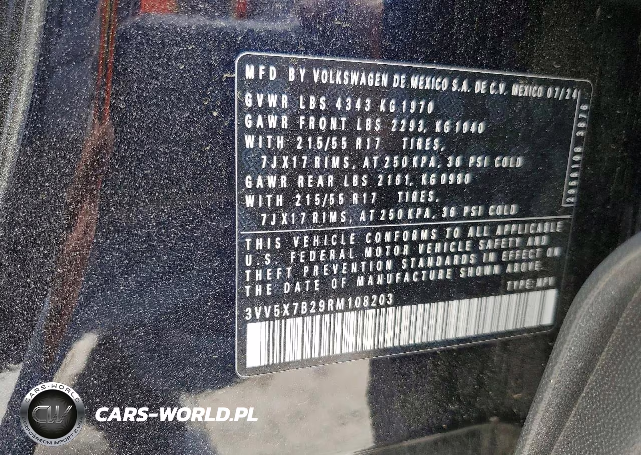 2024 Volkswagen Taos S VIN:3VV5X7B29RM108203 - 14