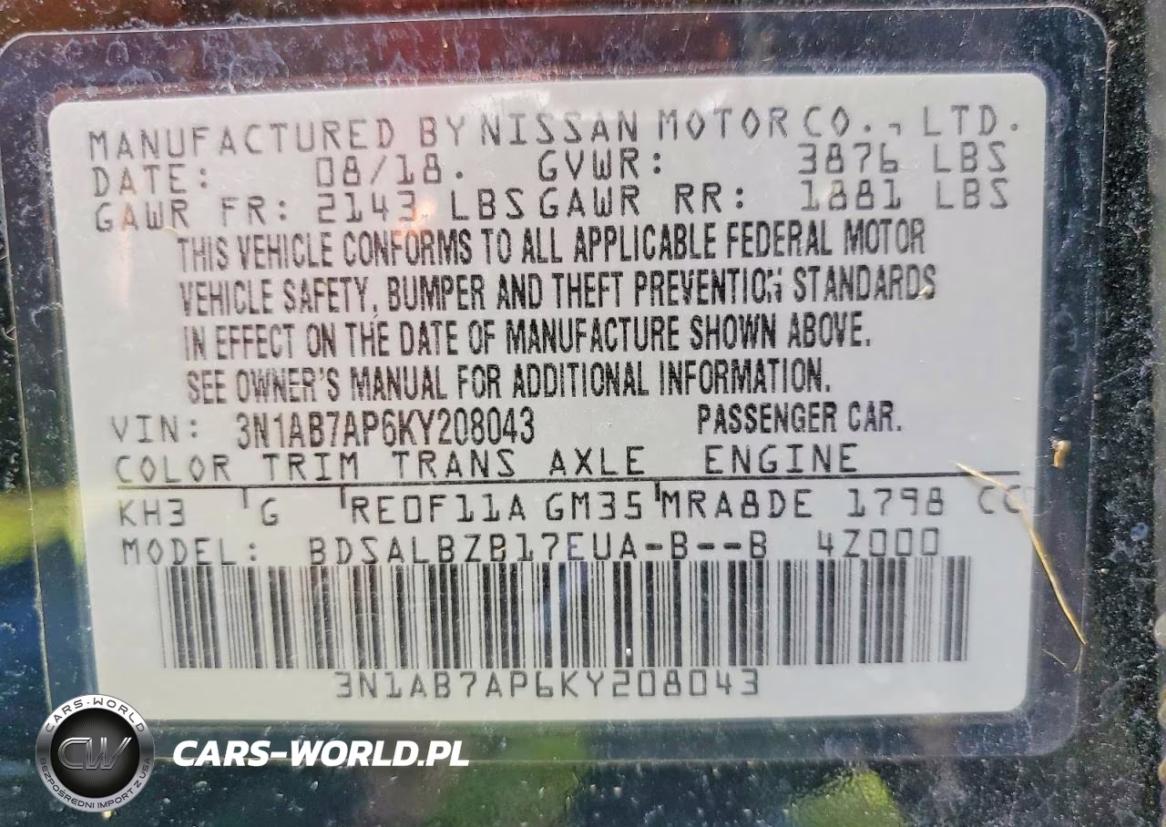 2019 Nissan Sentra S VIN:3N1AB7AP6KY208043 - 12