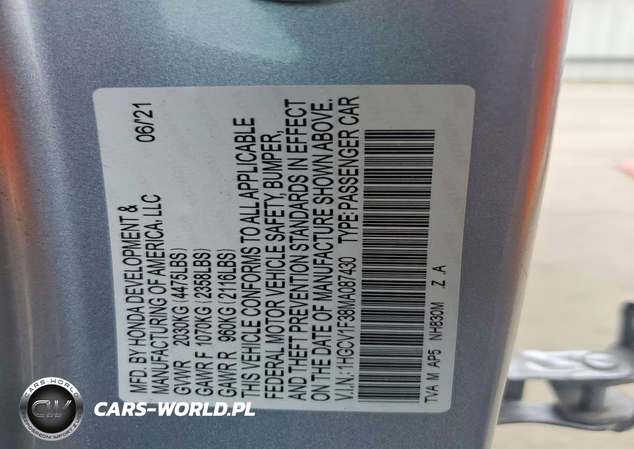 2021 Honda Accord Sport VIN:1HGCV1F38MA087430 - 13