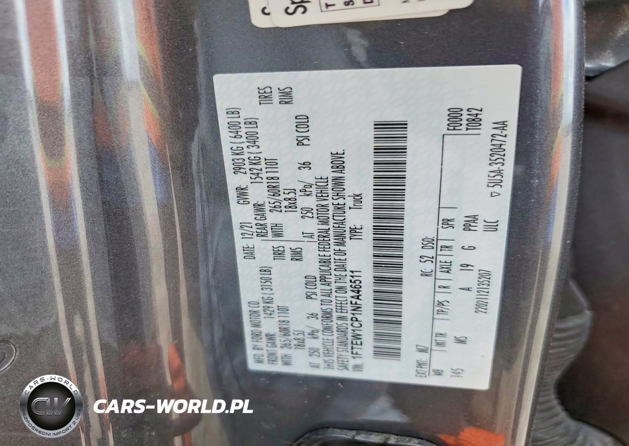 2022 Ford F150 Supercrew VIN:1FTEW1CP1NFA46511 - 12
