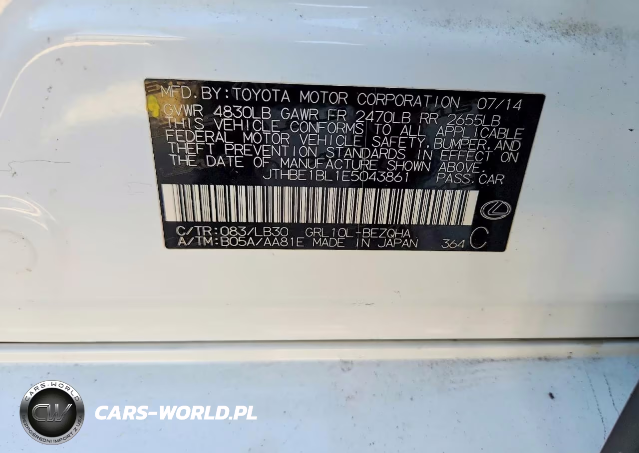 2014 Lexus Gs 350 VIN:JTHBE1BL1E5043861 - 12