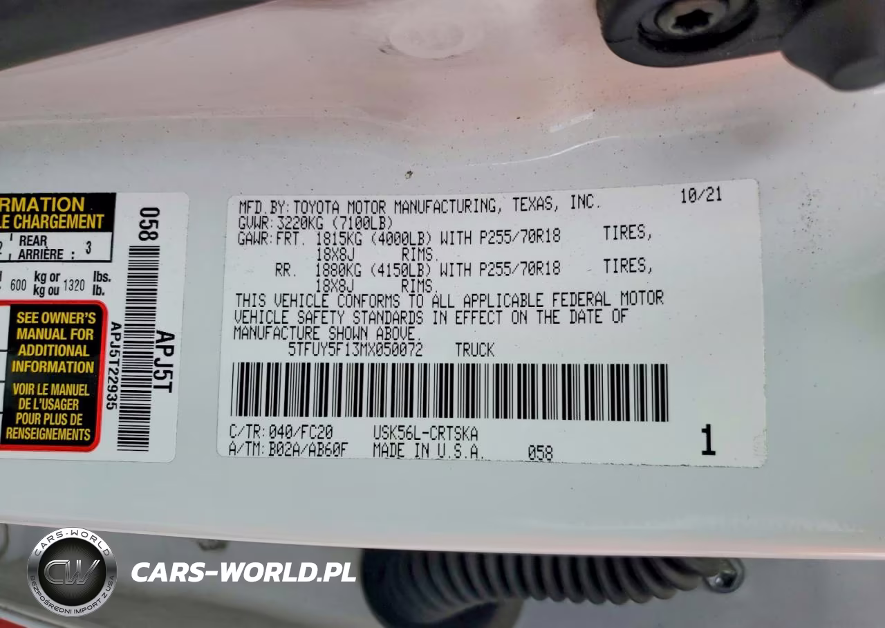 2021 Toyota Tundra Sr5 VIN:5TFUY5F13MX050072 - 12