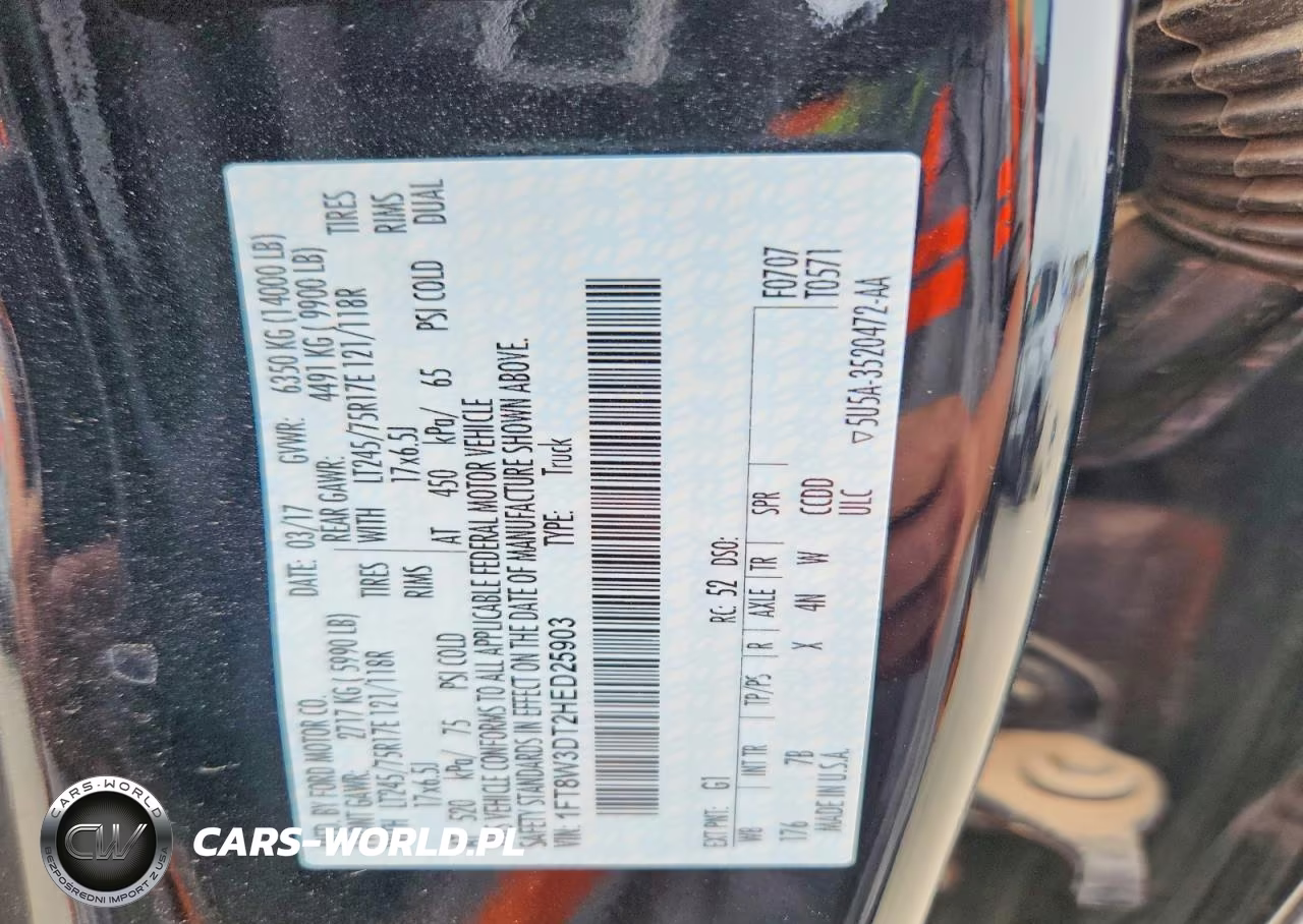2017 Ford F350 Super Duty VIN:1FT8W3DT2HED25903 - 12