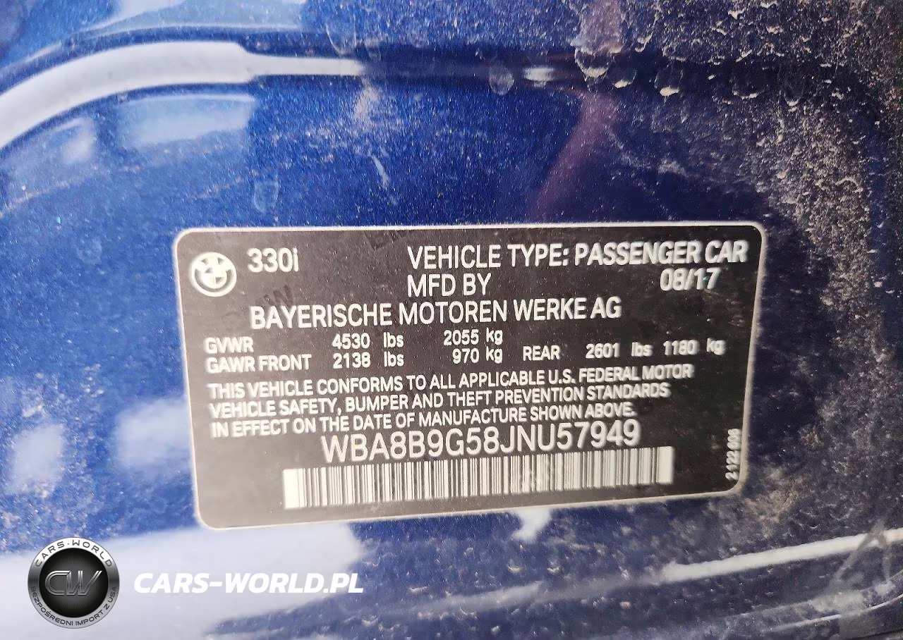 2018 BMW 330 I VIN:WBA8B9G58JNU57949 - 12