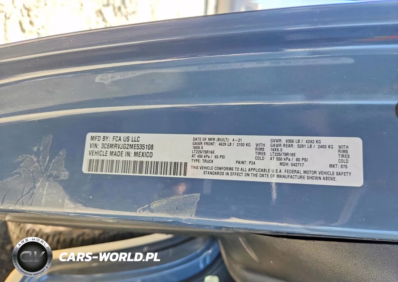 2021 Ram Promaster 3500 Delivery Van VIN:3C6MRVJG2ME535108 - 12