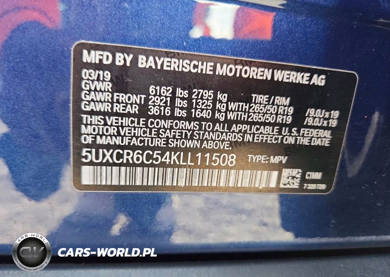 2019 BMW X5 xDrive40I VIN:5UXCR6C54KLL11508 - 12