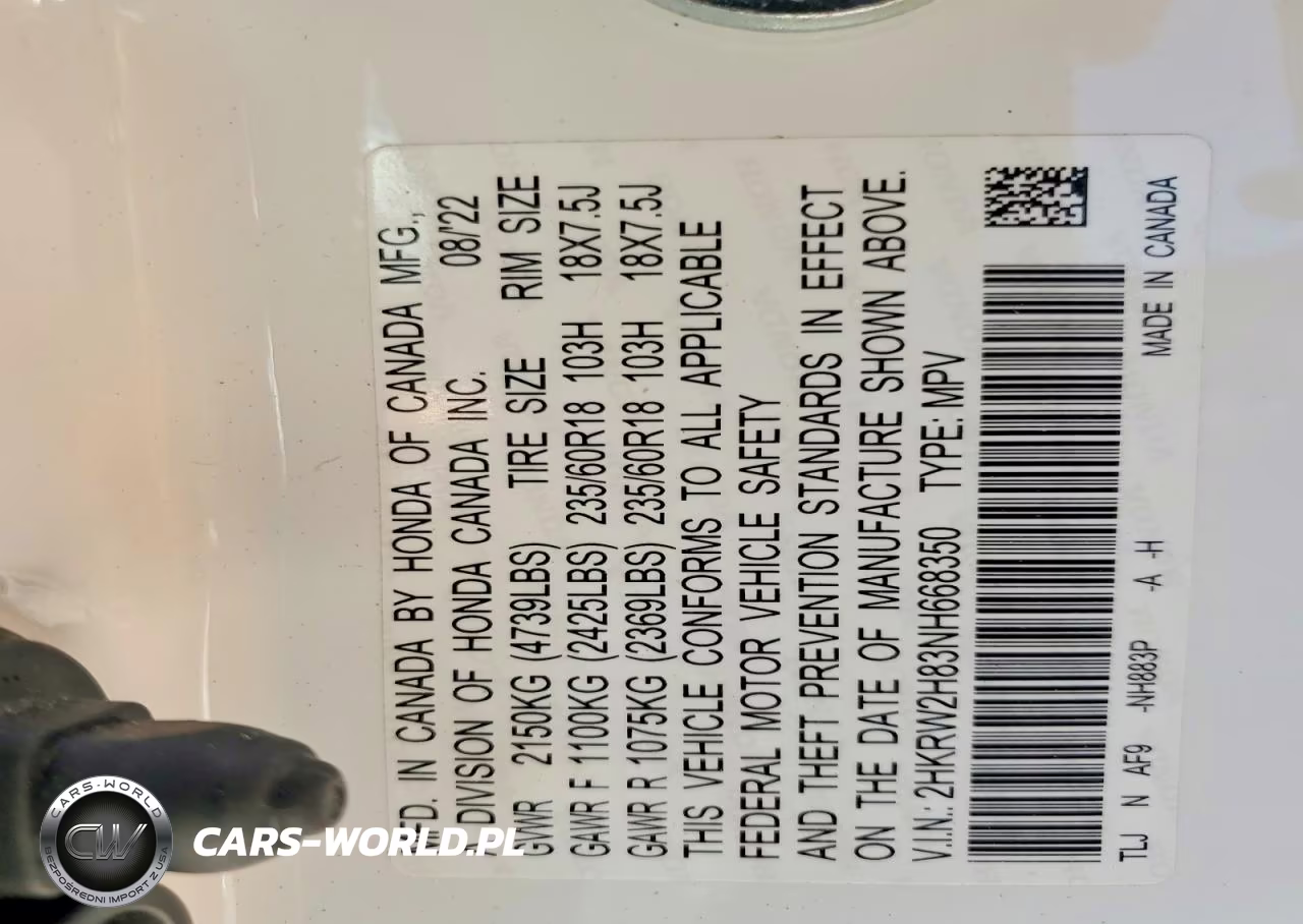 2022 Honda Cr-V Exl VIN:2HKRW2H83NH668350 - 13