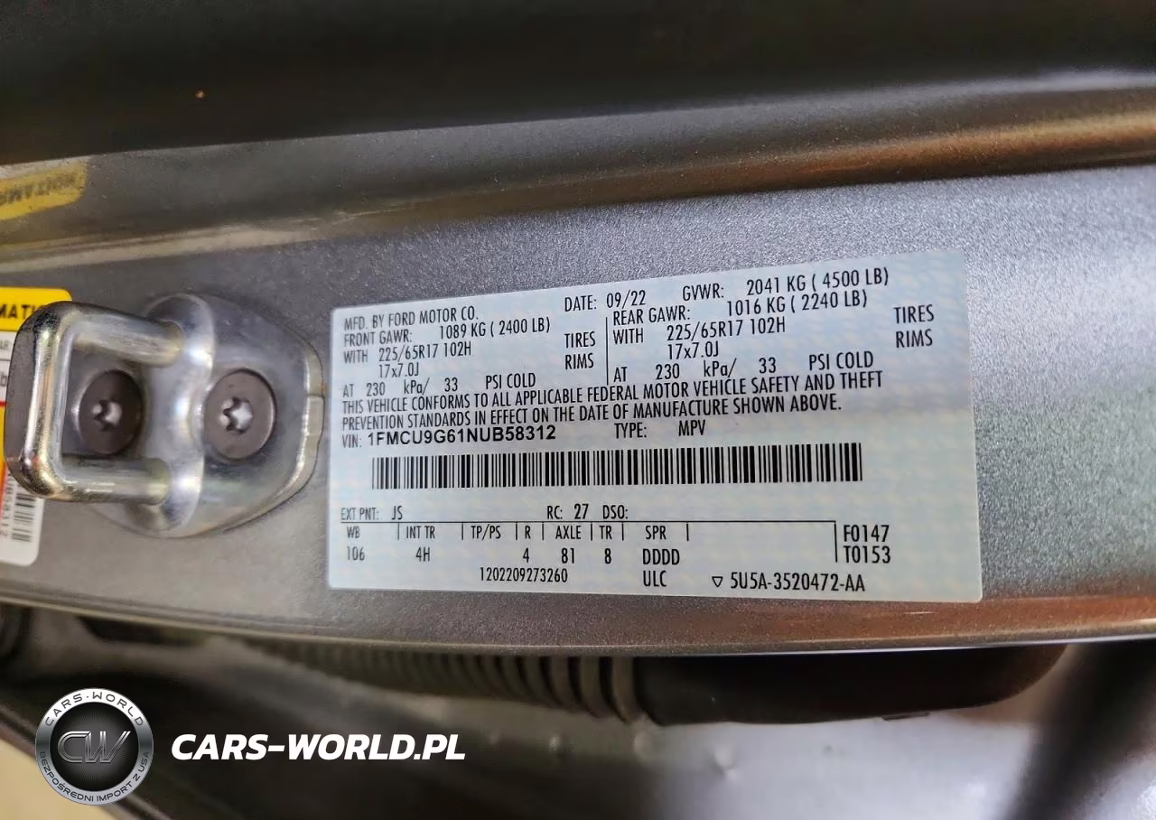 2022 Ford Escape Se VIN:1FMCU9G61NUB58312 - 14