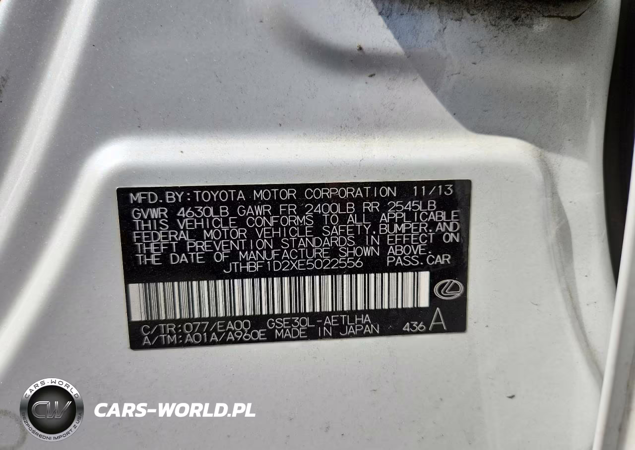 2014 Lexus Is 250 VIN:JTHBF1D2XE5022556 - 12