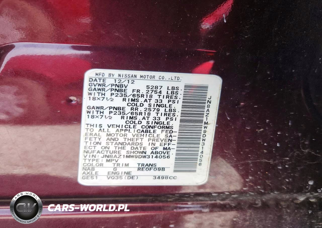 2013 Nissan Murano S VIN:JN8AZ1MW9DW314056 - 13