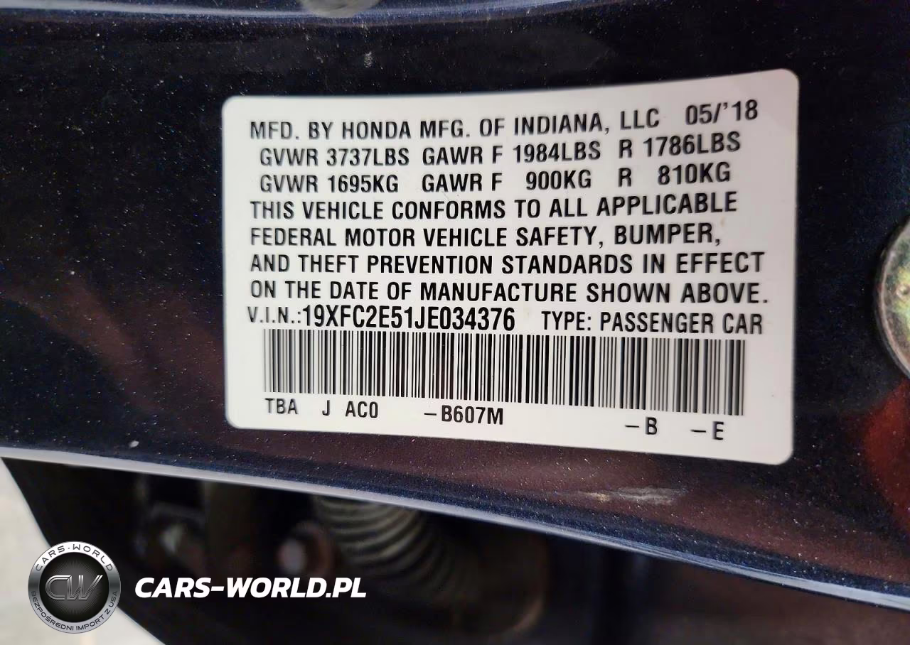 2018 Honda Civic Lx VIN:19XFC2E51JE034376 - 12