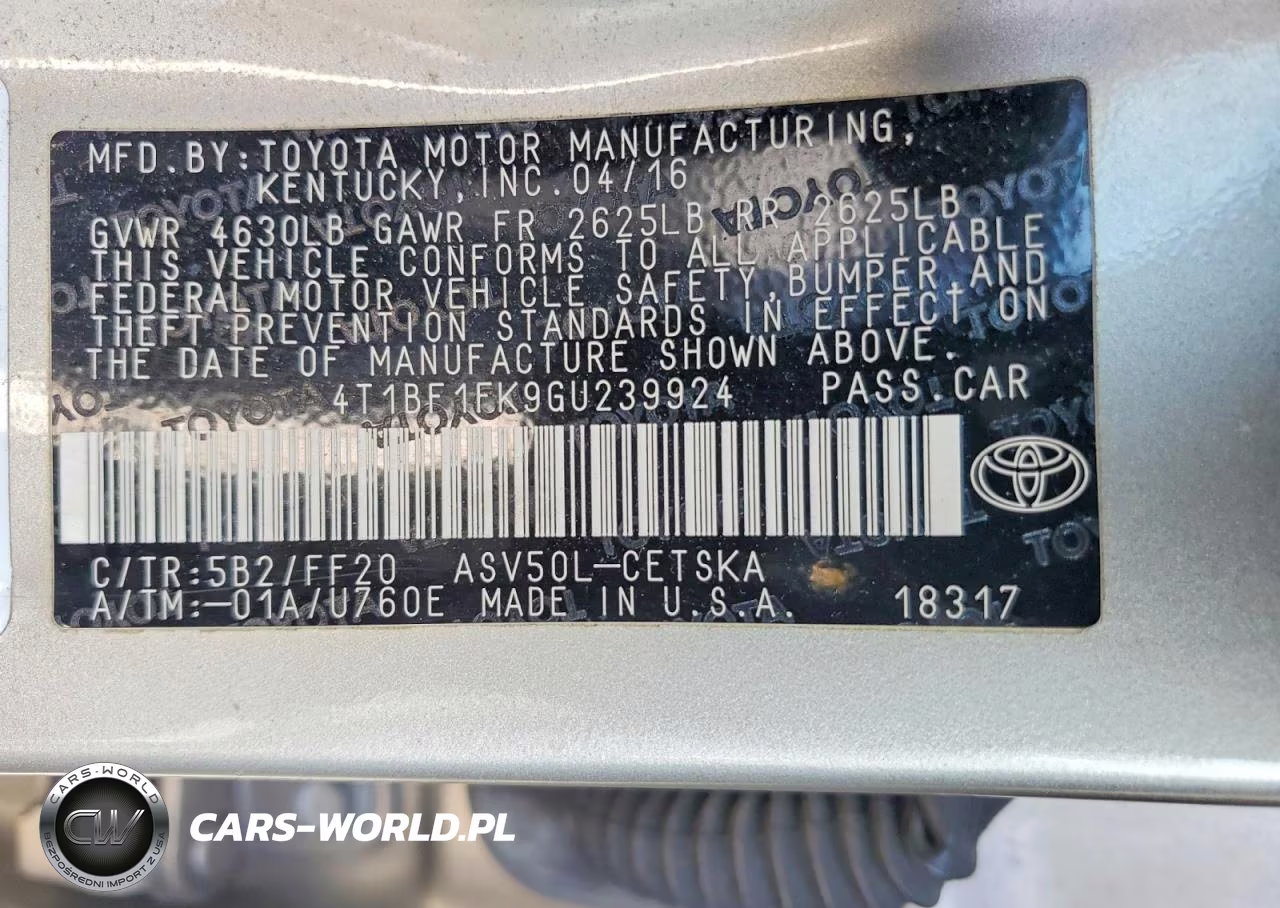 2016 Toyota Camry Se VIN:4T1BF1FK9GU239924 - 12