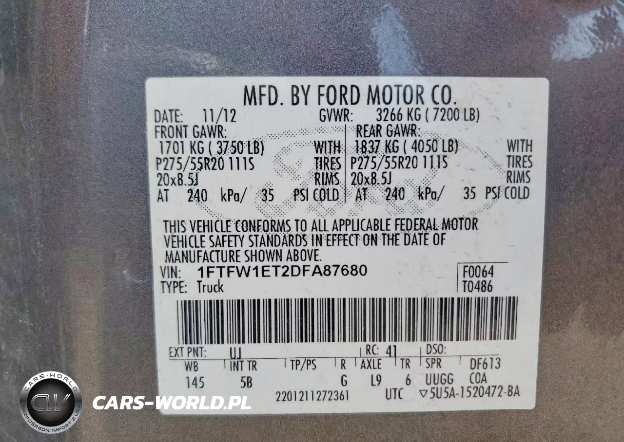 2013 Ford F150 Supercrew VIN:1FTFW1ET2DFA87680 - 12