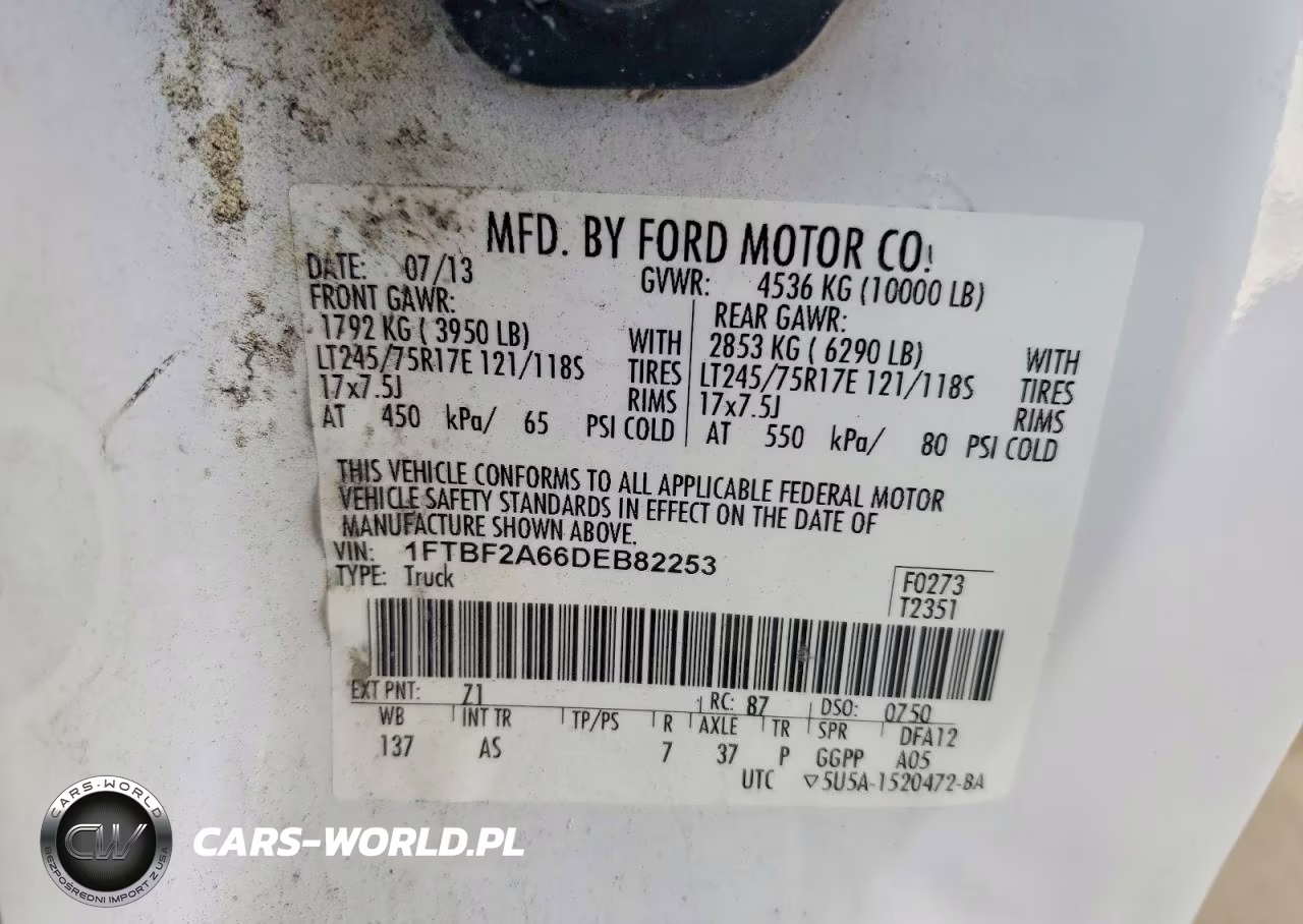 2013 Ford F250 Super Duty VIN:1FTBF2A66DEB82253 - 12