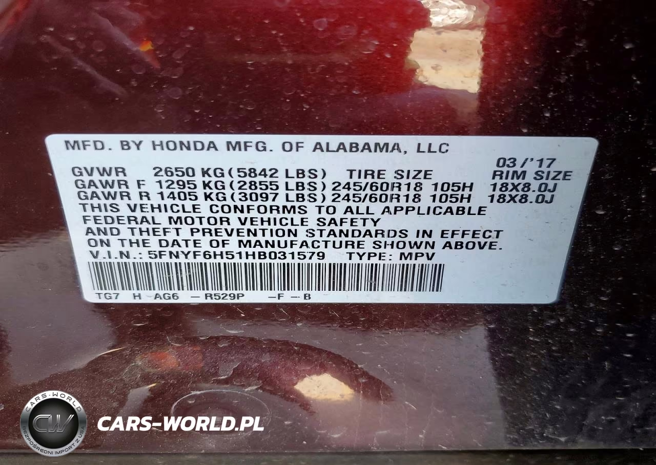 2017 Honda Pilot Exl VIN:5FNYF6H51HB031579 - 13
