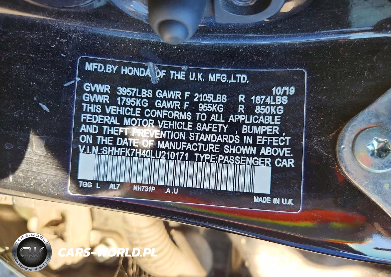 2020 Honda Civic Sport VIN:SHHFK7H40LU210171 - 12