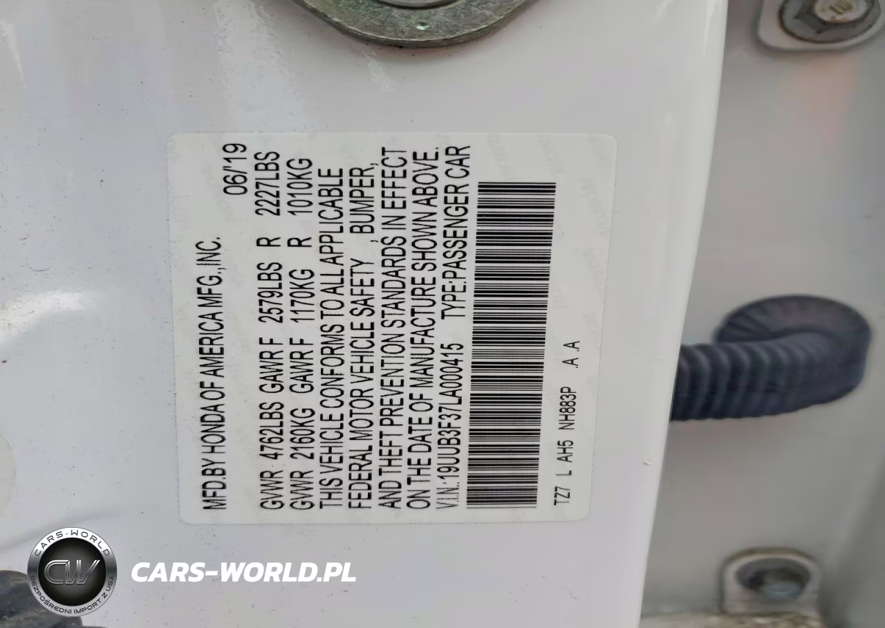 2020 Acura 1.6El VIN:19UUB3F37LA000415 - 12