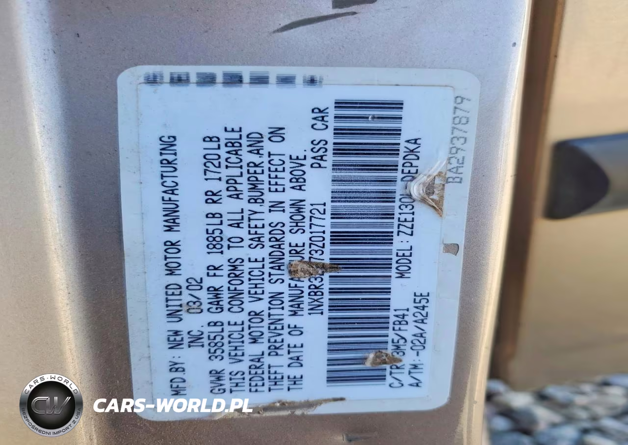 2003 Toyota Corolla VIN:1NXBR32E73Z017721 - 12