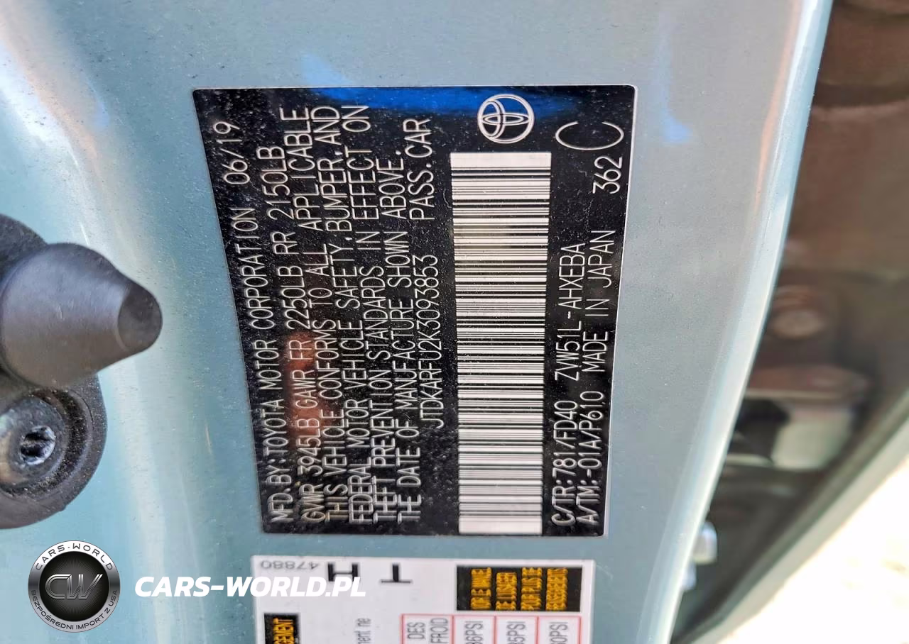 2019 Toyota Prius Le VIN:JTDKARFU2K3093853 - 12