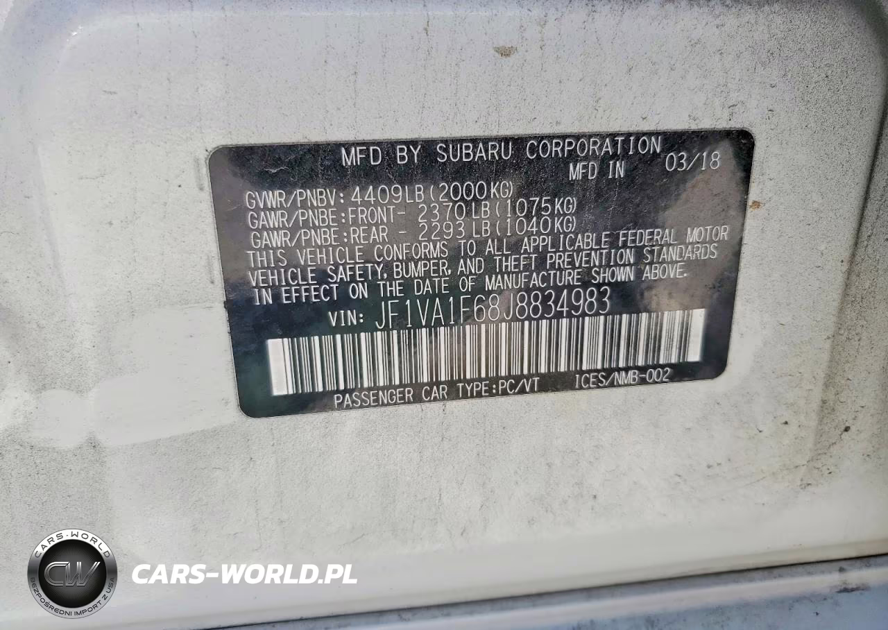 2018 Subaru Wrx Limited VIN:JF1VA1F68J8834983 - 12