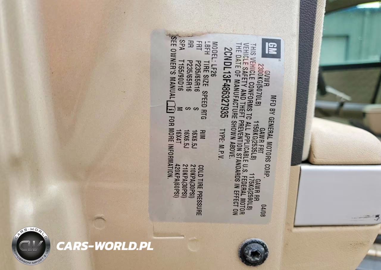 2008 Chevrolet Equinox Ls VIN:2CNDL13F486327935 - 13