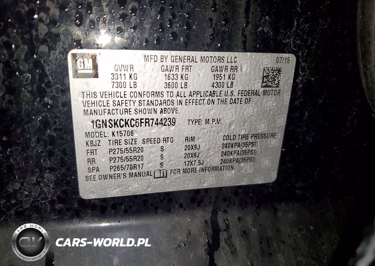 2015 Chevrolet Tahoe K1500 Ltz VIN:1GNSKCKC6FR744239 - 13