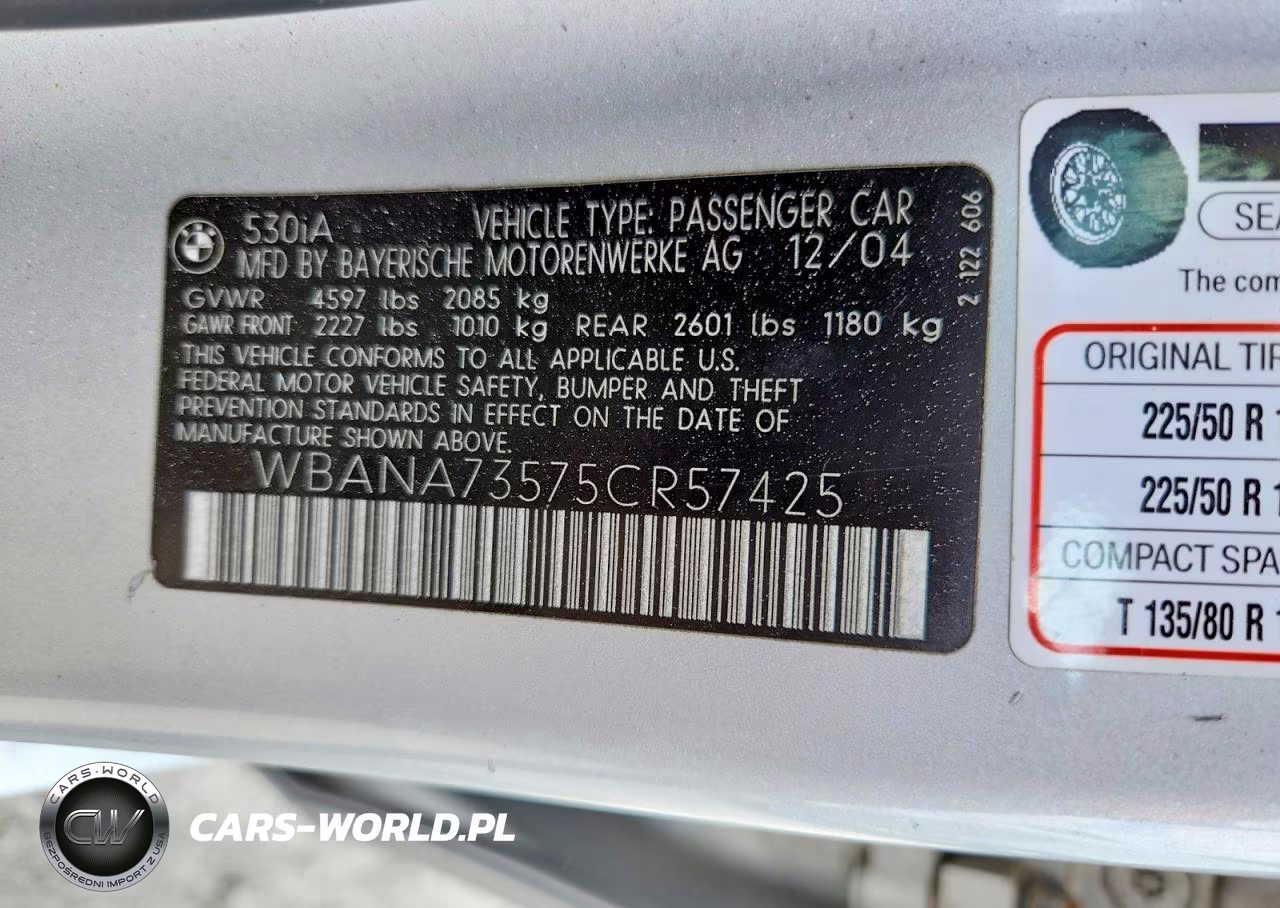2005 BMW 530 I VIN:WBANA73575CR57425 - 12