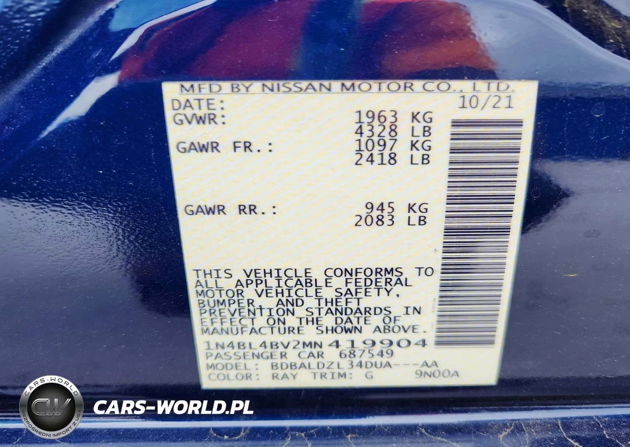 2021 Nissan Altima S VIN:1N4BL4BV2MN419904 - 13