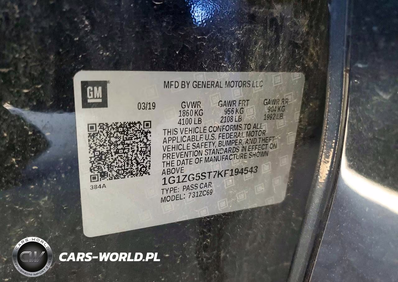 2019 Chevrolet Malibu Rs VIN:1G1ZG5ST7KF194543 - 12