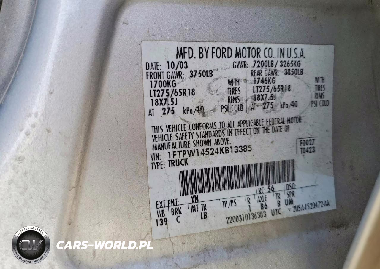 2004 Ford F150 Supercrew VIN:1FTPW14524KB13385 - 12