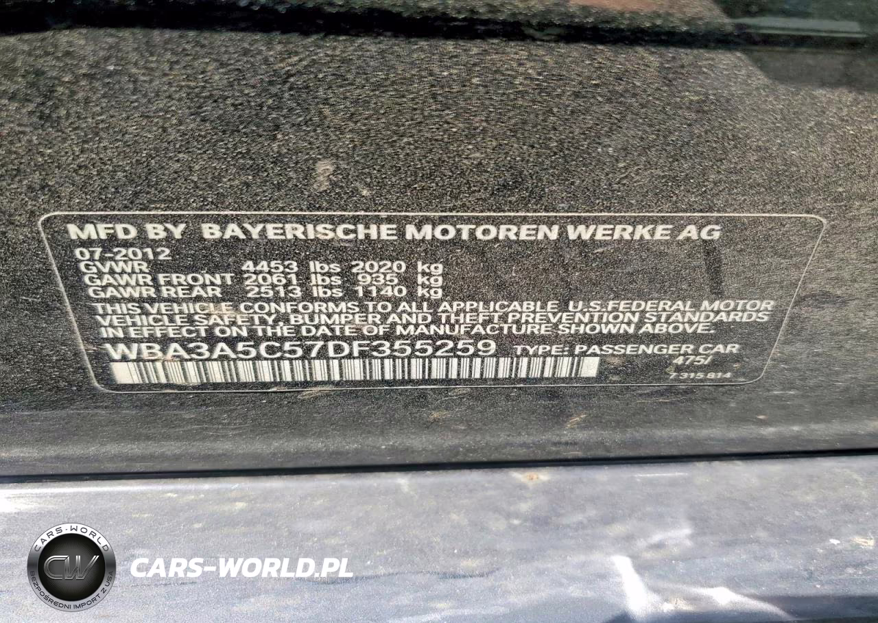 2013 BMW 328 I VIN:WBA3A5C57DF355259 - 12