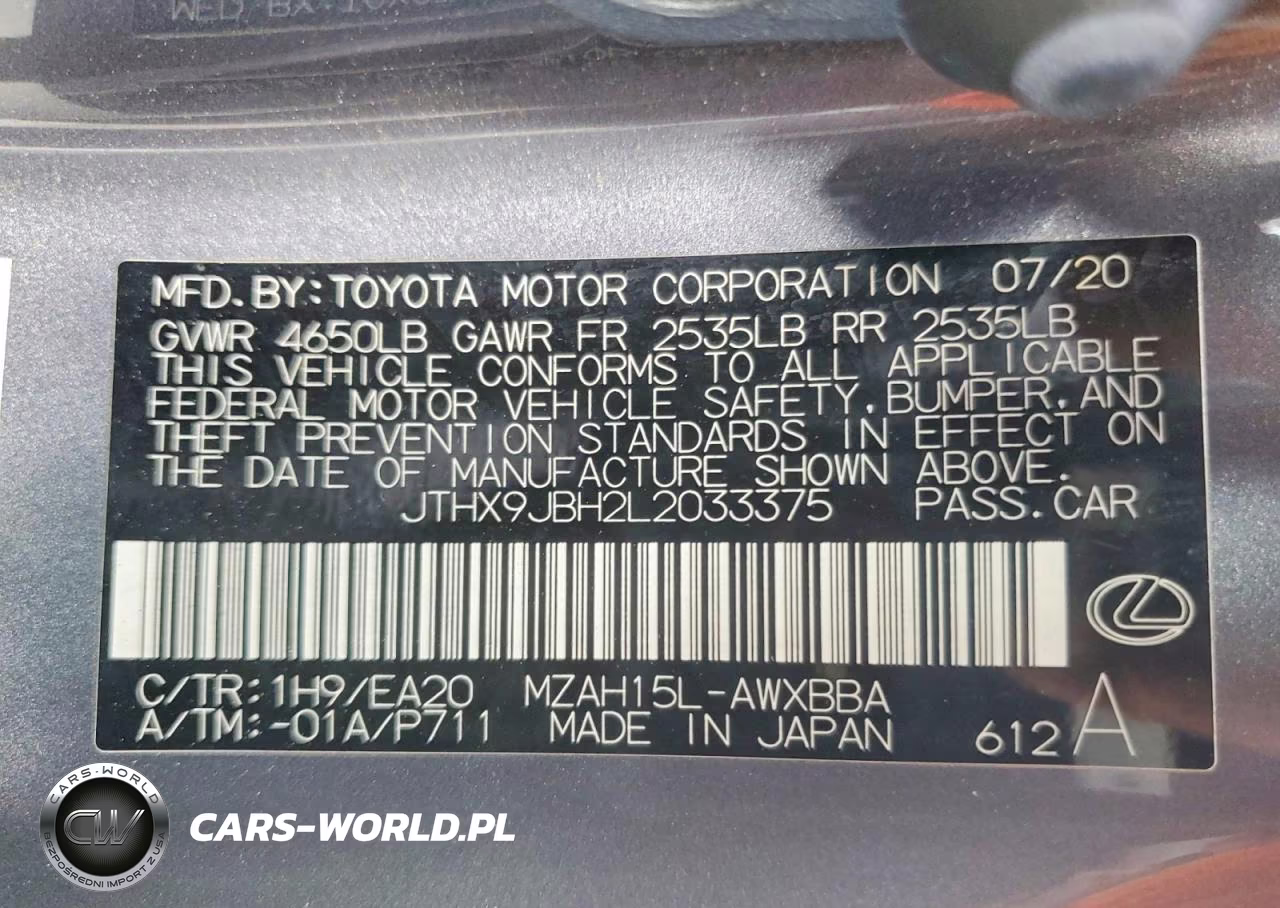 2020 Lexus Ux 250H VIN:JTHX9JBH2L2033375 - 13