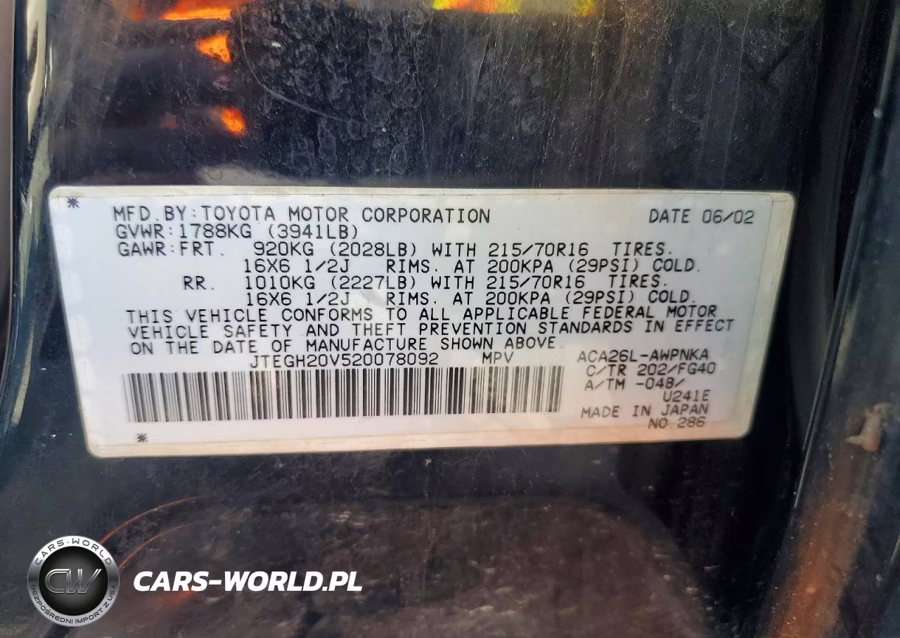 2002 Toyota Rav4 Base VIN:JTEGH20V520078092 - 12