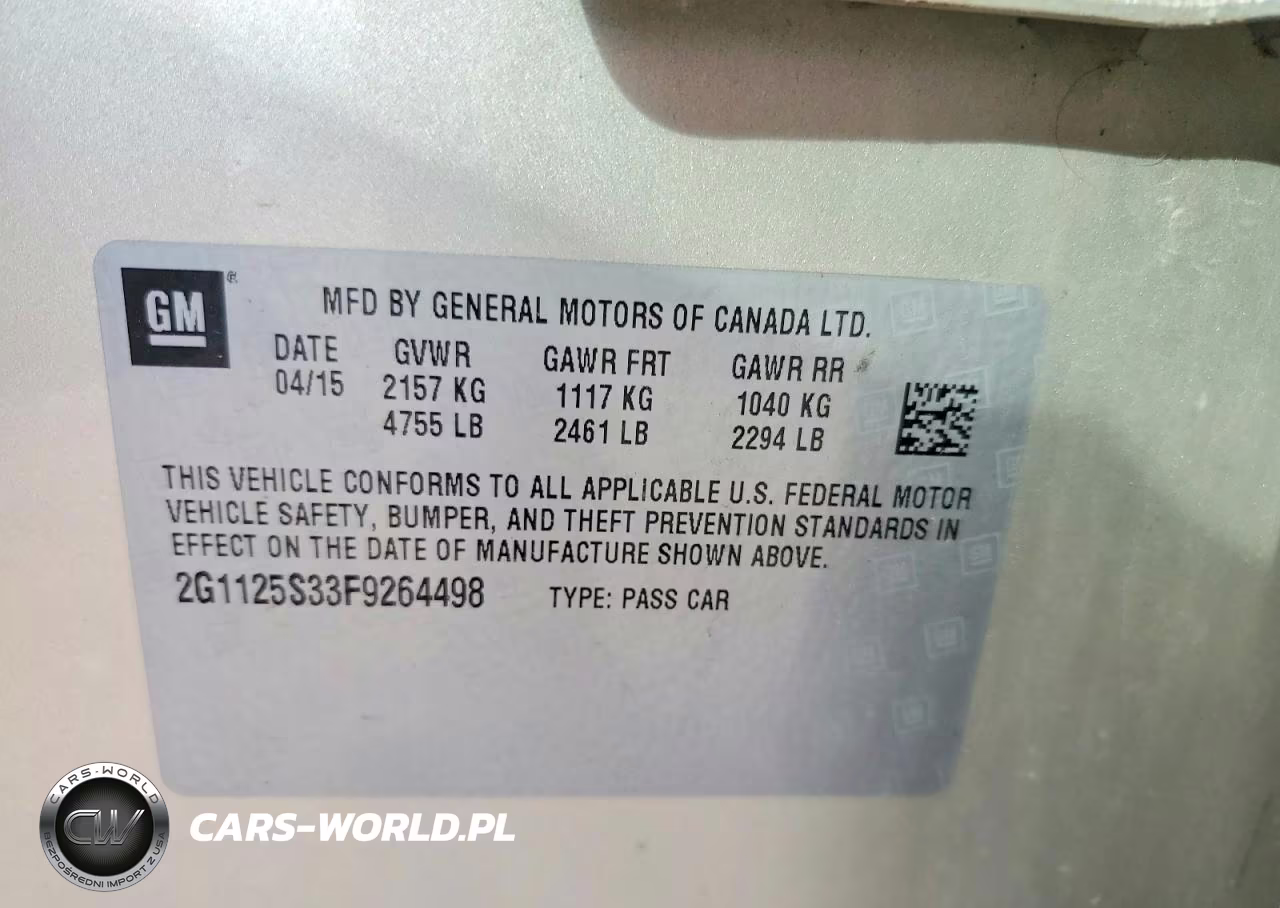 2015 Chevrolet Impala Lt VIN:2G1125S33F9264498 - 12