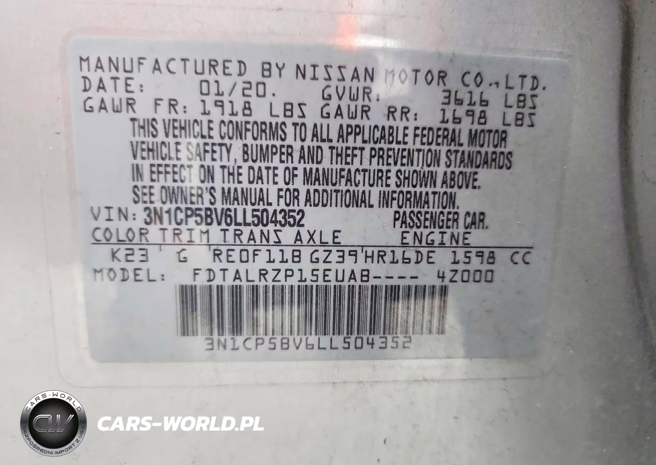 2020 Nissan Kicks S VIN:3N1CP5BV6LL504352 - 13