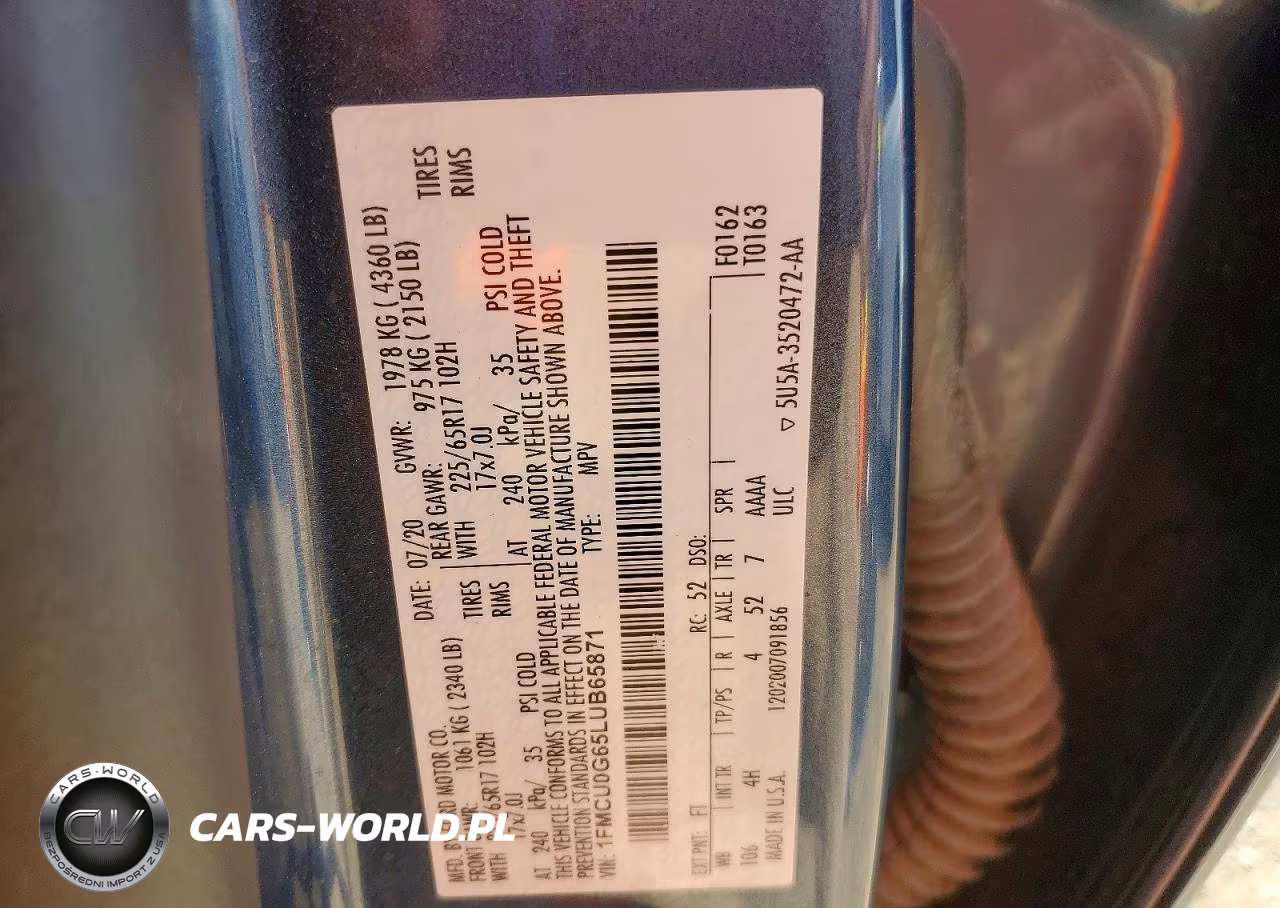 2020 Ford Escape Se VIN:1FMCU0G65LUB65871 - 12