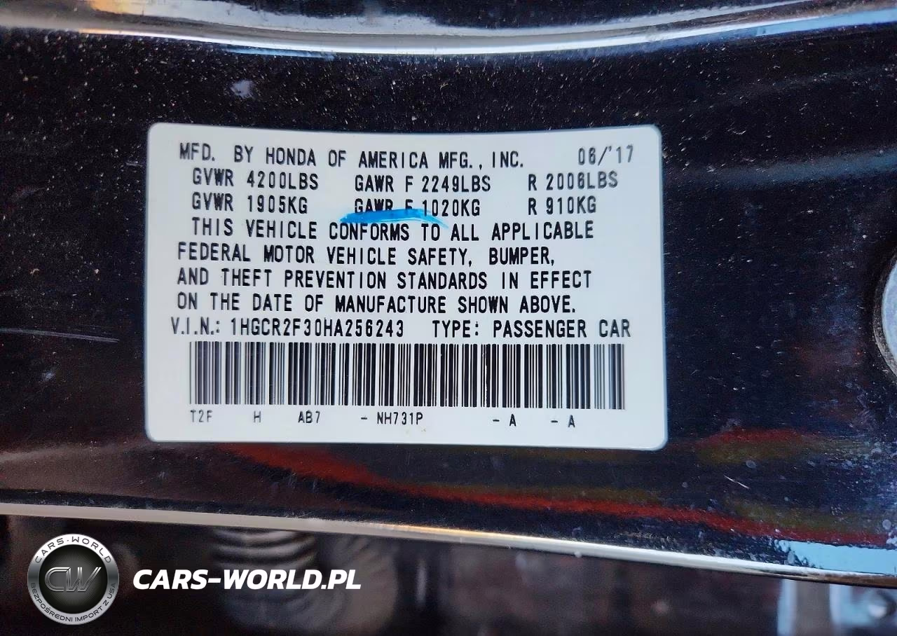 2017 Honda Accord Lx VIN:1HGCR2F30HA256243 - 13