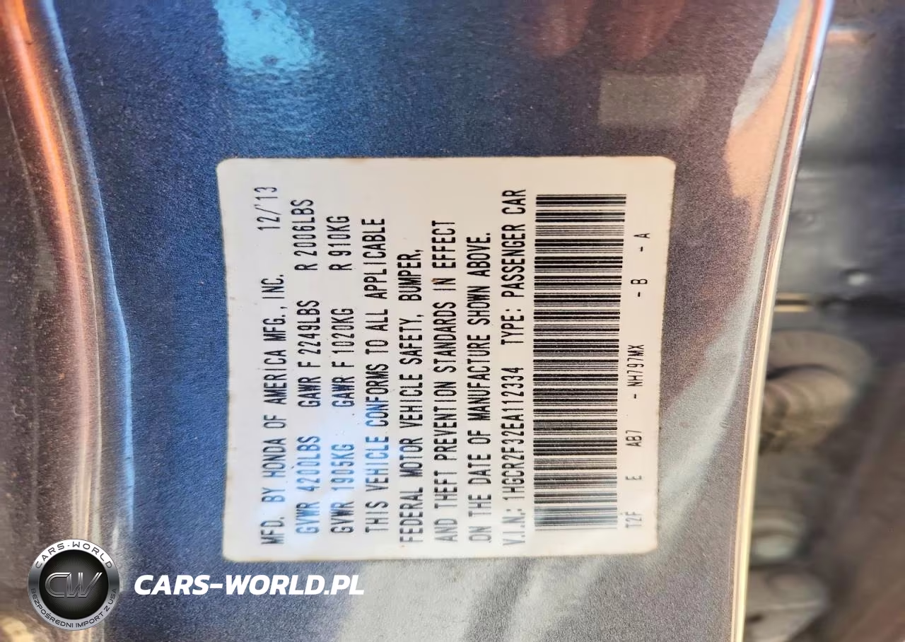 2014 Honda Accord Lx VIN:1HGCR2F32EA112334 - 12