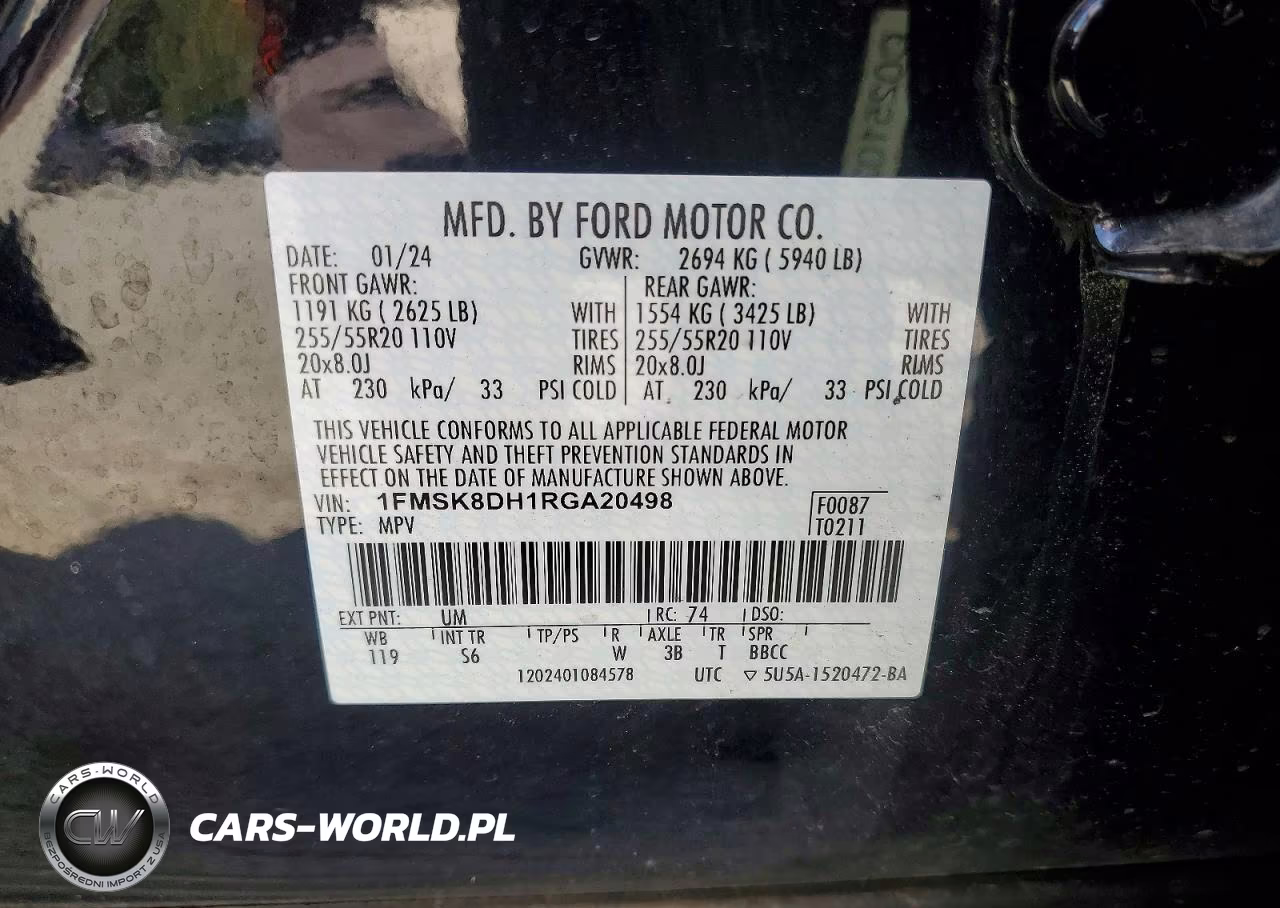2024 Ford Explorer Xlt VIN:1FMSK8DH1RGA20498 - 14