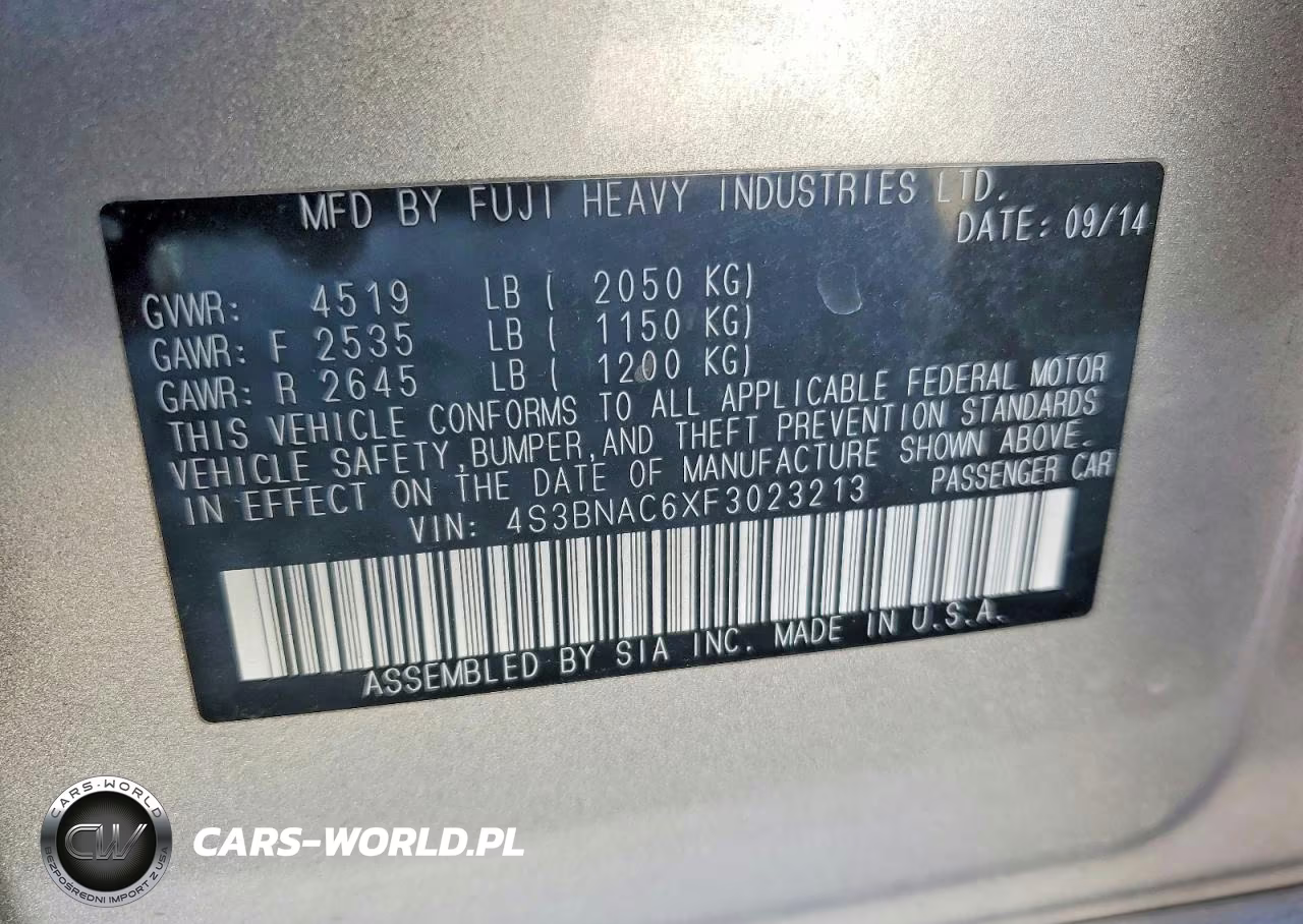 2015 Subaru Legacy 2.5I Premium VIN:4S3BNAC6XF3023213 - 13
