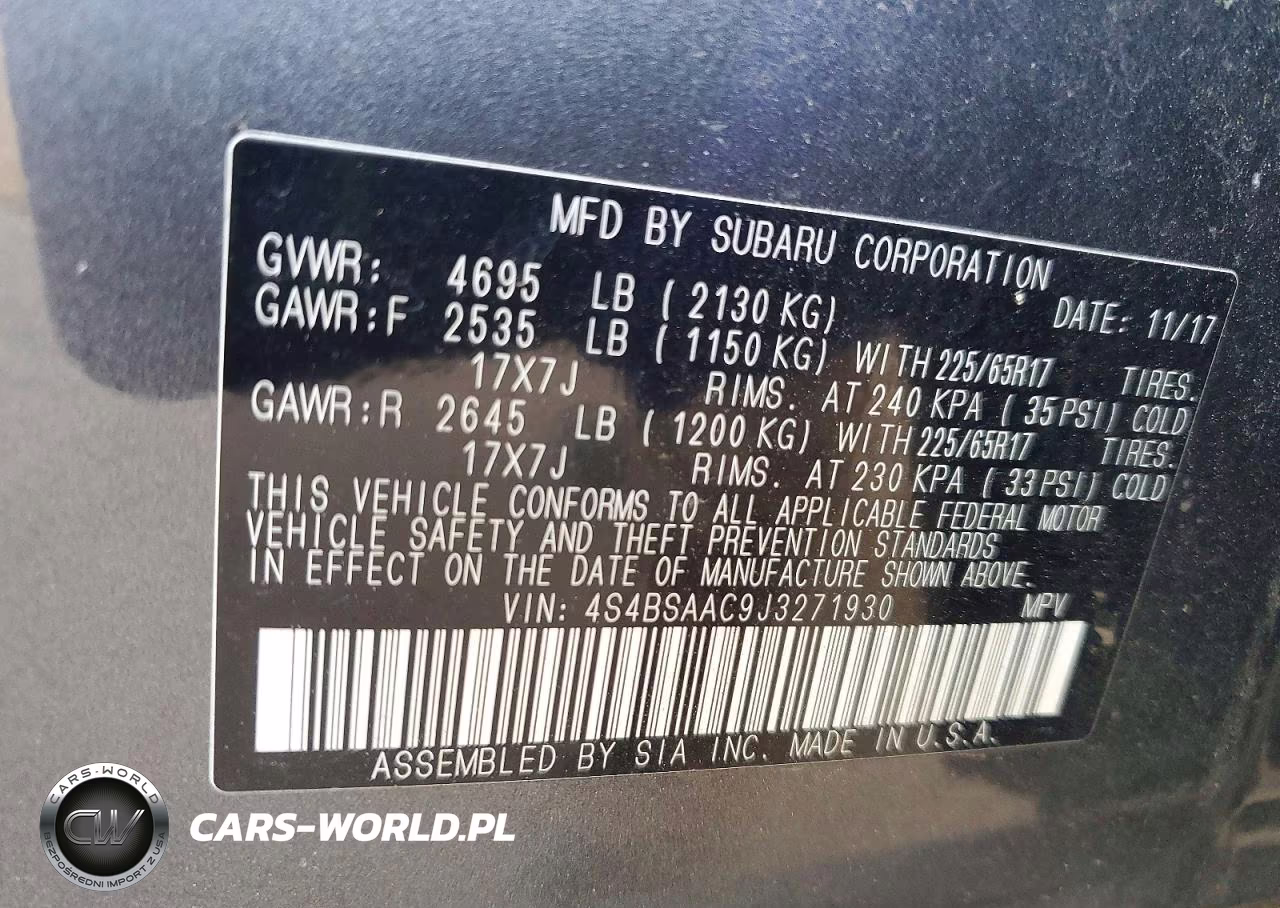 2018 Subaru Outback 2.5I VIN:4S4BSAAC9J3271930 - 14