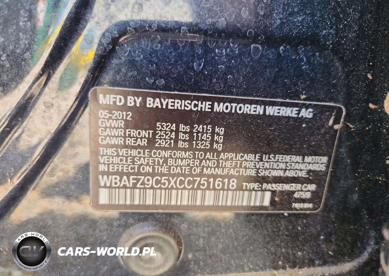2012 BMW 535 I VIN:WBAFZ9C5XCC751618 - 12