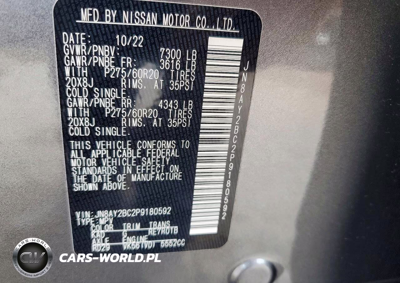 2023 Nissan Armada Sl VIN:JN8AY2BC2P9180592 - 13