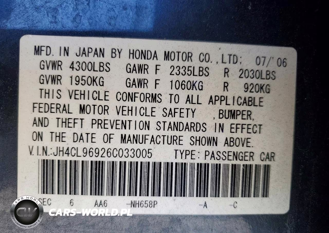2006 Acura Tsx VIN:JH4CL96926C033005 - 13