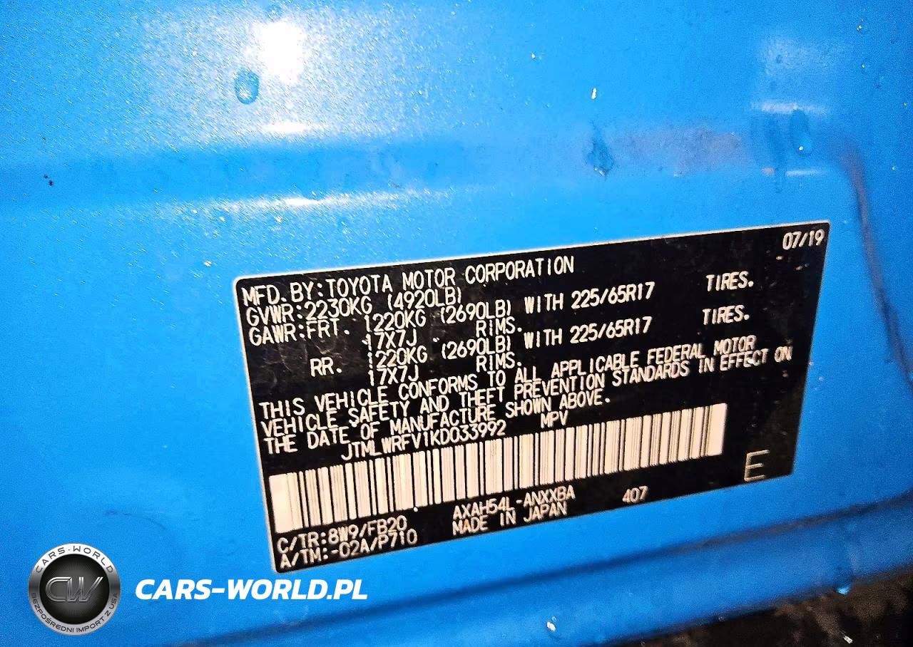 2019 Toyota Rav4 Le VIN:JTMLWRFV1KD033992 - 13