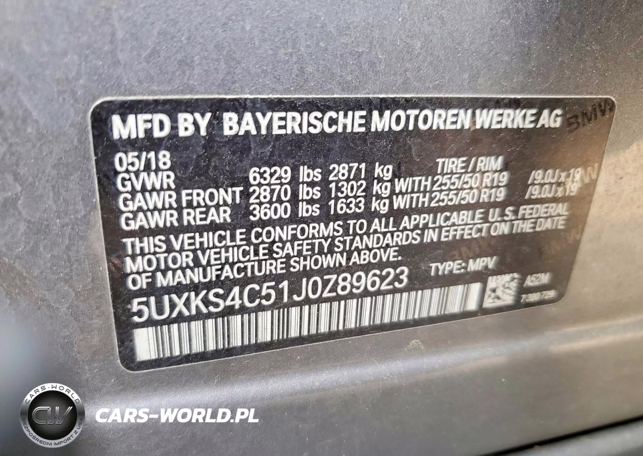 2018 BMW X5 xDrive35D VIN:5UXKS4C51J0Z89623 - 14