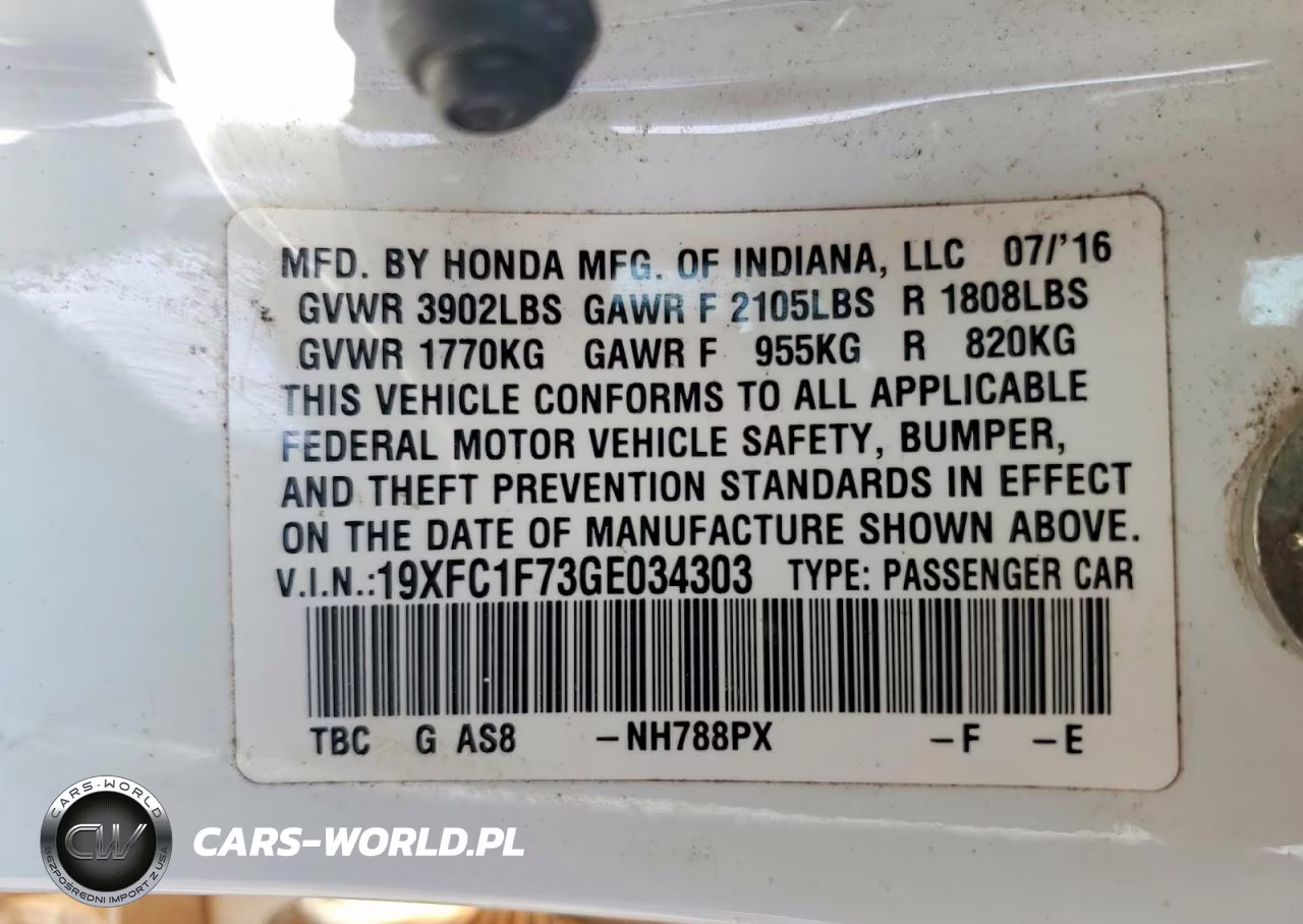 2016 Honda Civic Exl VIN:19XFC1F73GE034303 - 12