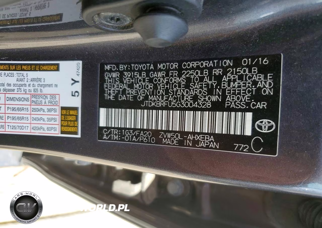 2016 Toyota Prius Two VIN:JTDKBRFU5G3004328 - 12