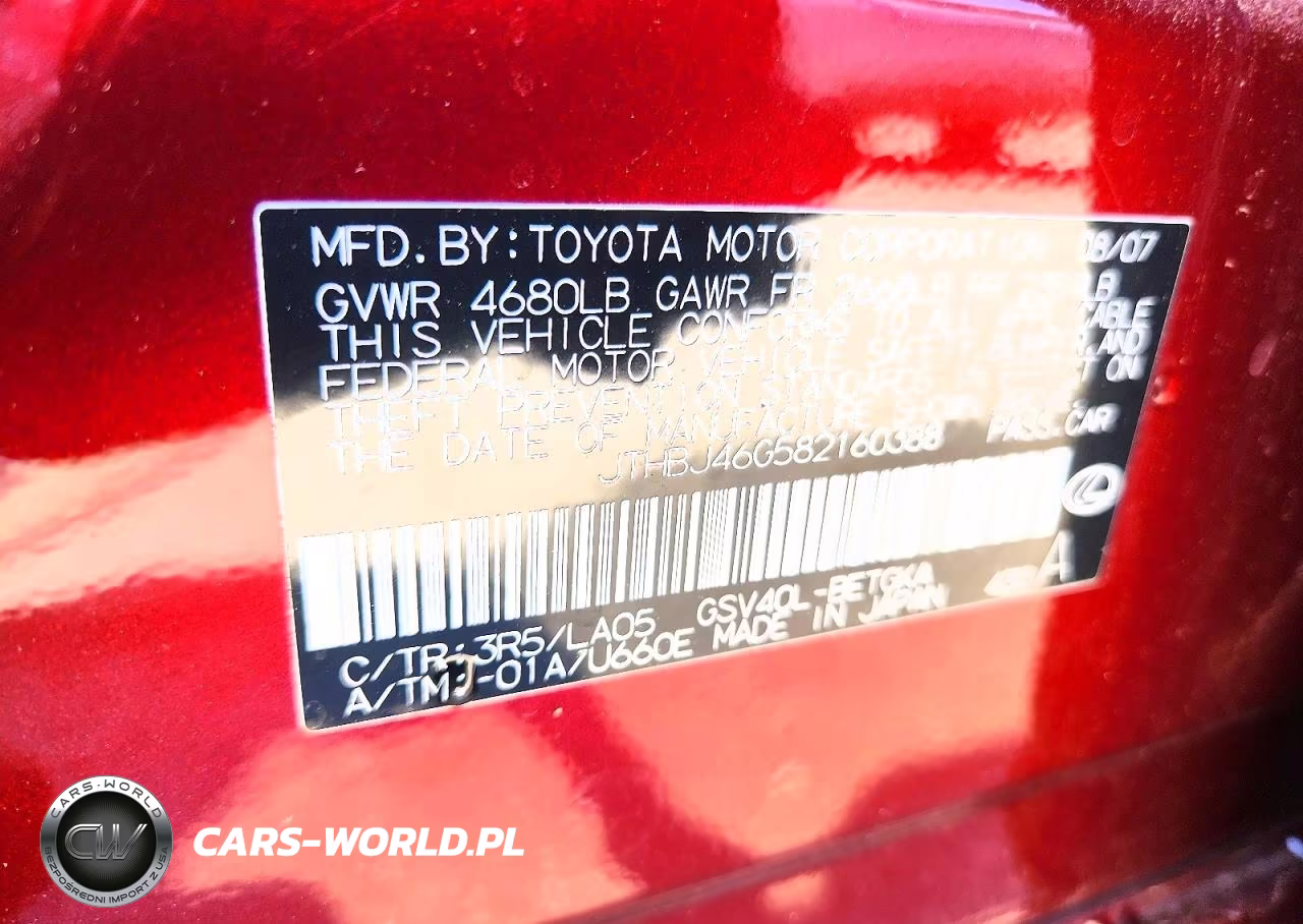 2008 Lexus Es 350 VIN:JTHBJ46G582160388 - 13