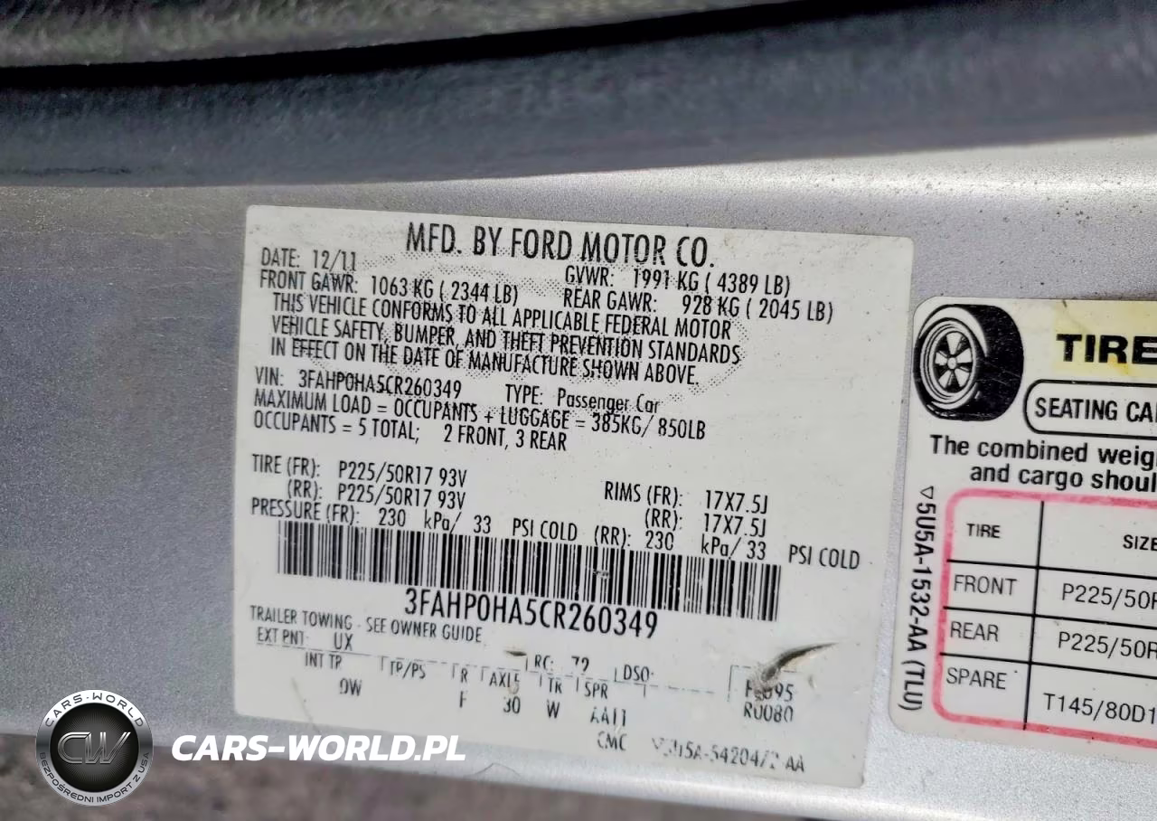 2012 Ford Fusion Se VIN:3FAHP0HA5CR260349 - 12